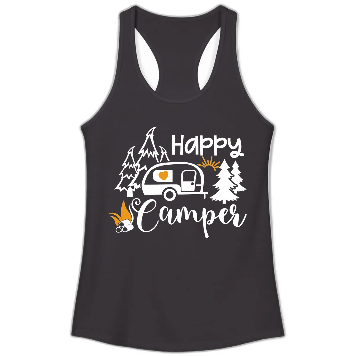 Happy Camper Trailer Life Ladies Tank in Black