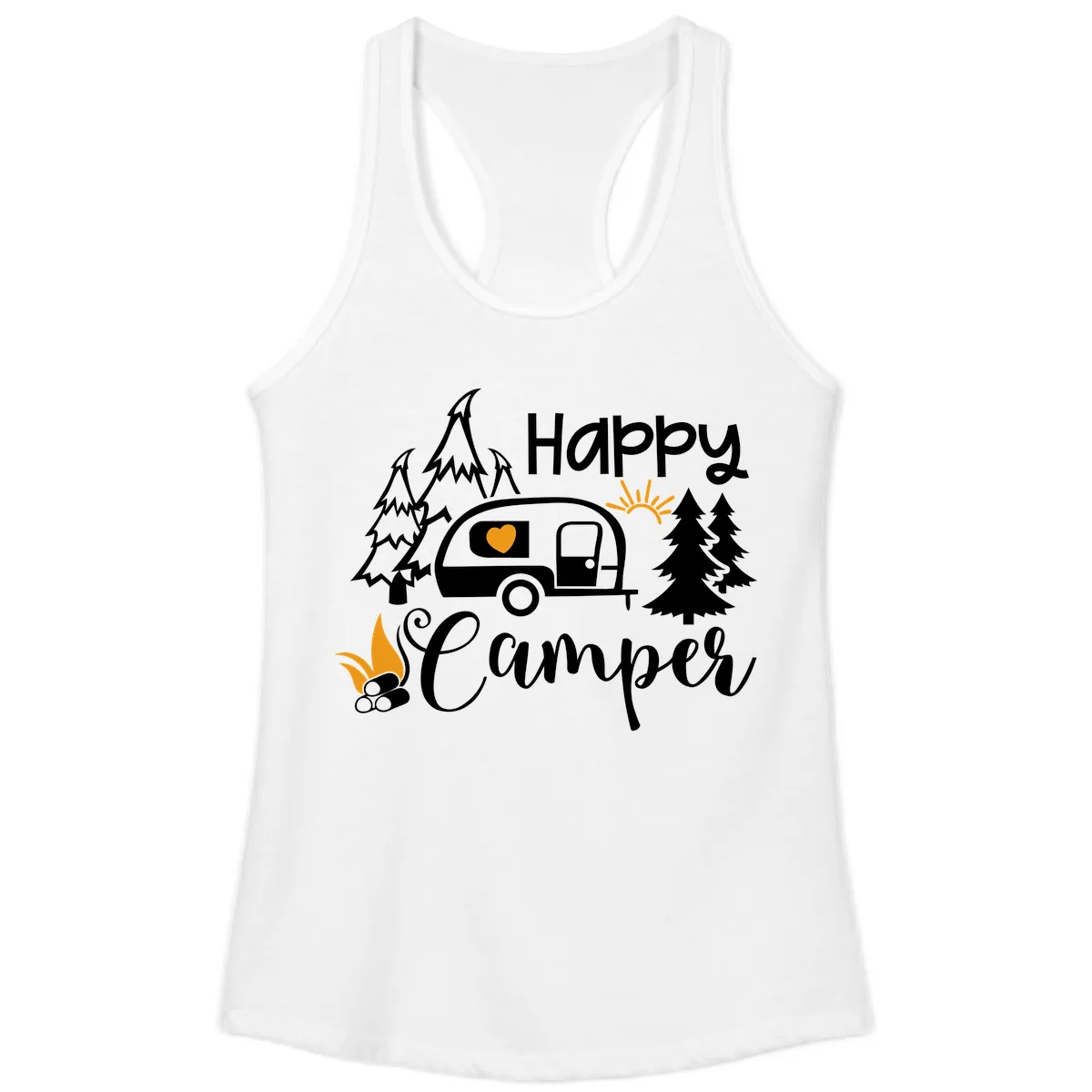 Happy Camper Trailer Life Ladies Tank in White