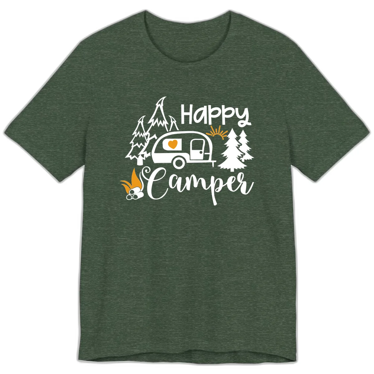 Happy Camper Trailer Life Premium T-Shirt in Heather Forest