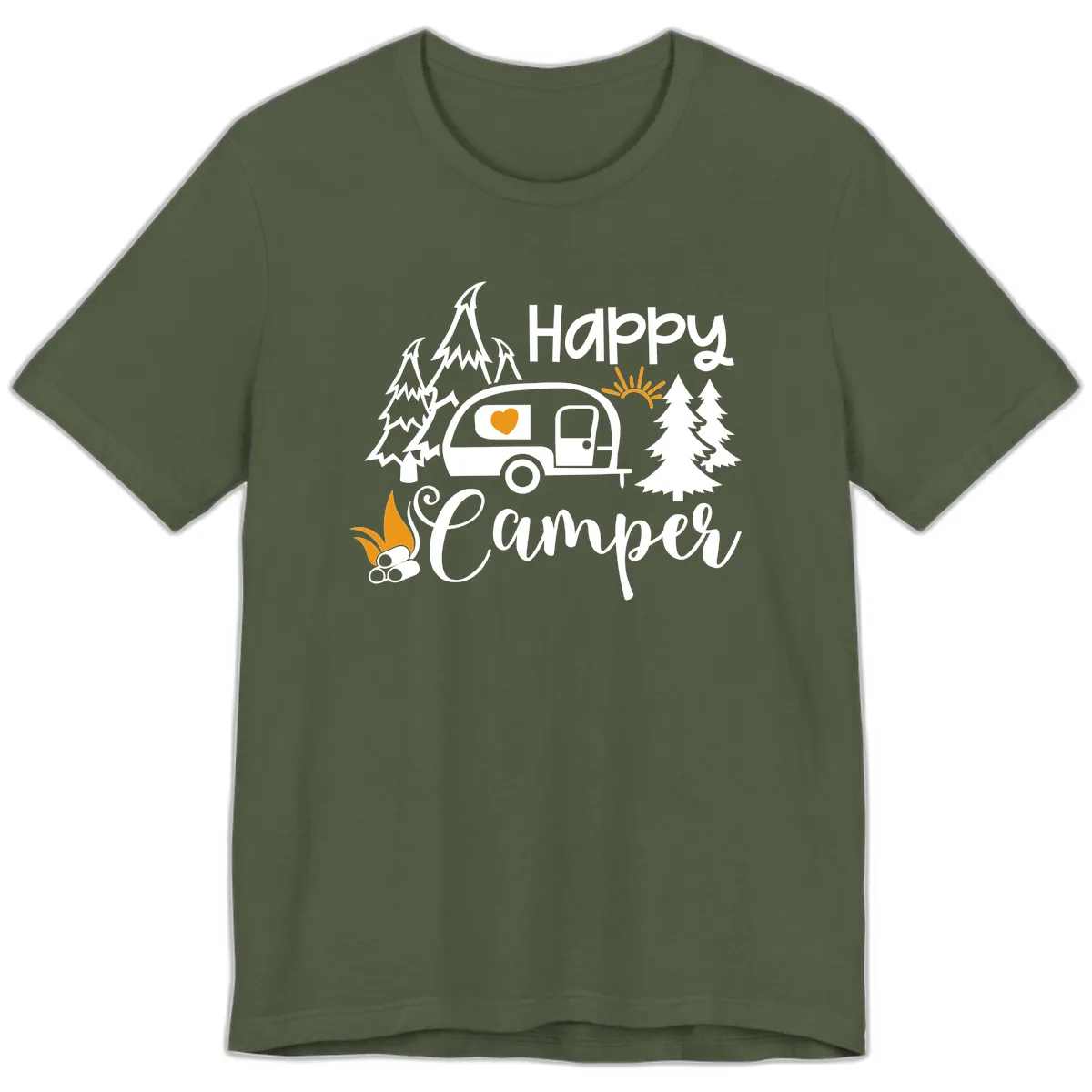Happy Camper Trailer Life Premium T-Shirt in Military Green