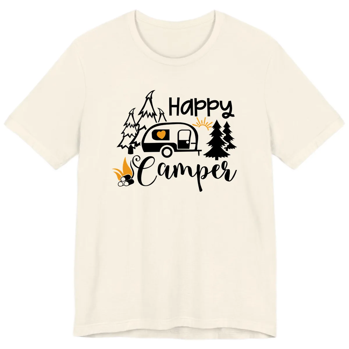 Happy Camper Trailer Life Premium T-Shirt in Natural
