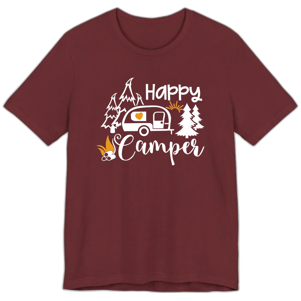 Happy Camper Trailer Life Premium T-Shirt in Heather Cardinal