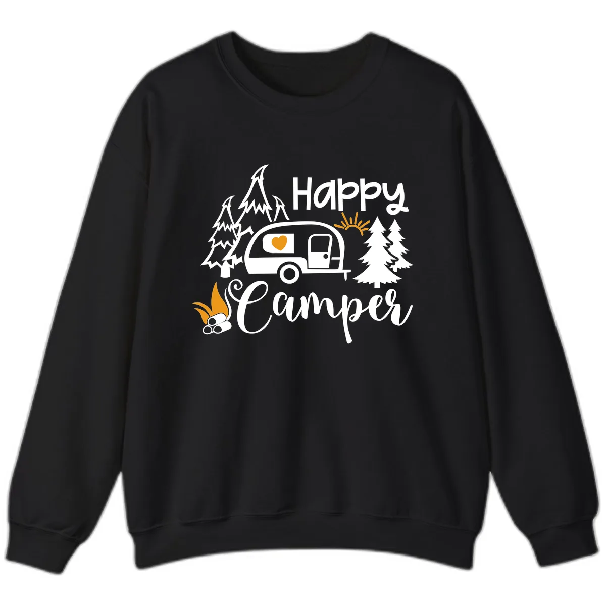 Happy Camper Trailer Life Sweatshirt in Black
