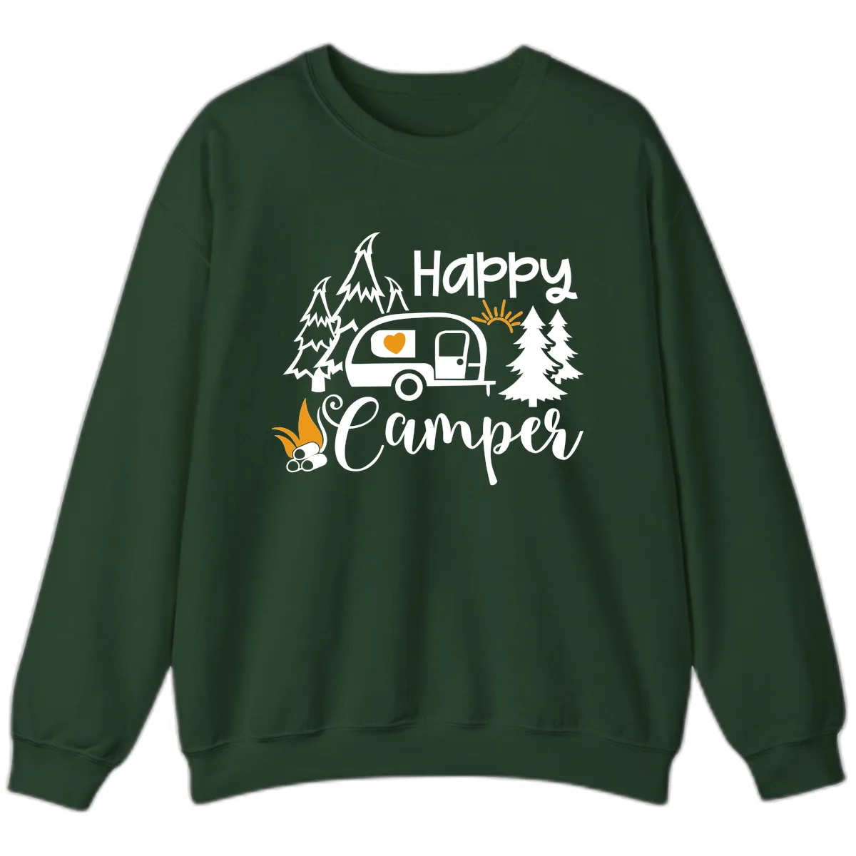 Happy Camper Trailer Life Sweatshirt in Forest Green