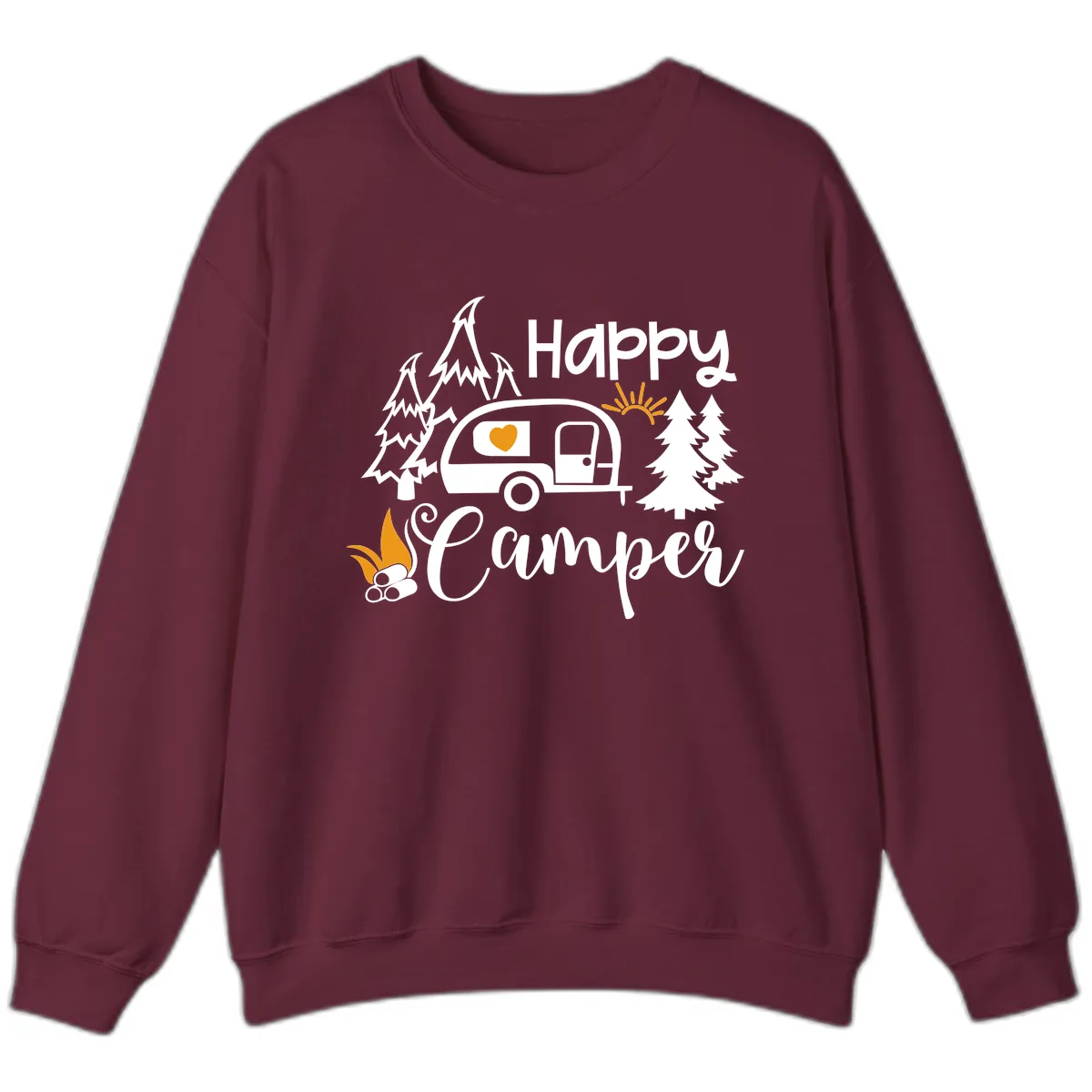 Happy Camper Trailer Life Sweatshirt in Maroon