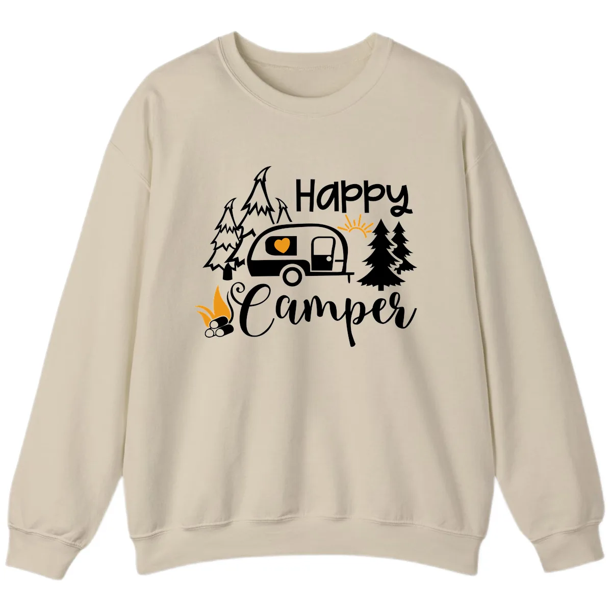 Happy Camper Trailer Life Sweatshirt in Sand