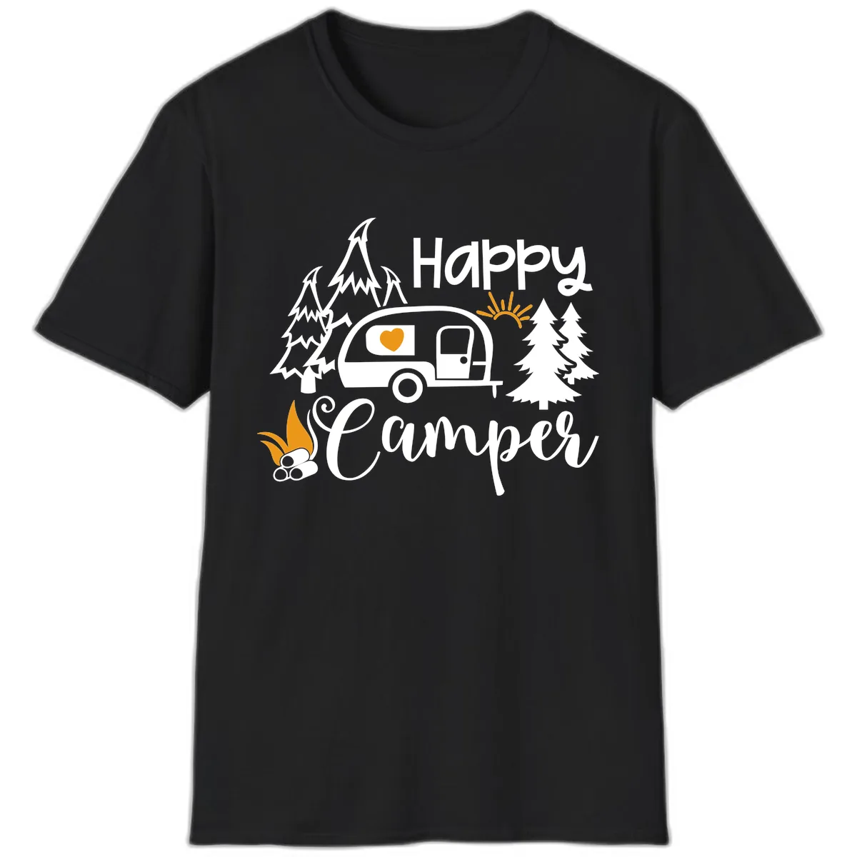 Happy Camper Trailer Life T-Shirt in Black