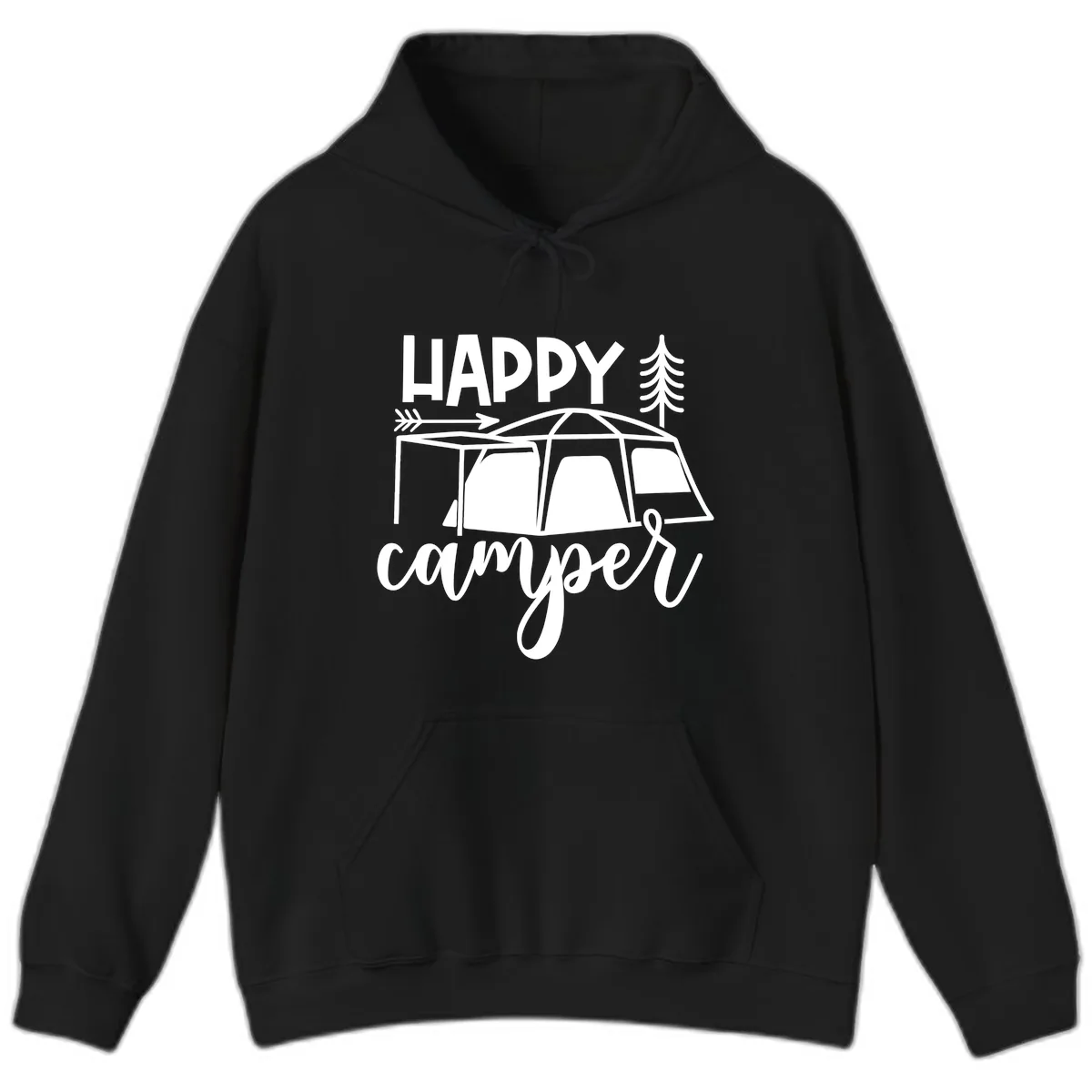 Happy Camper Hoodie in Black