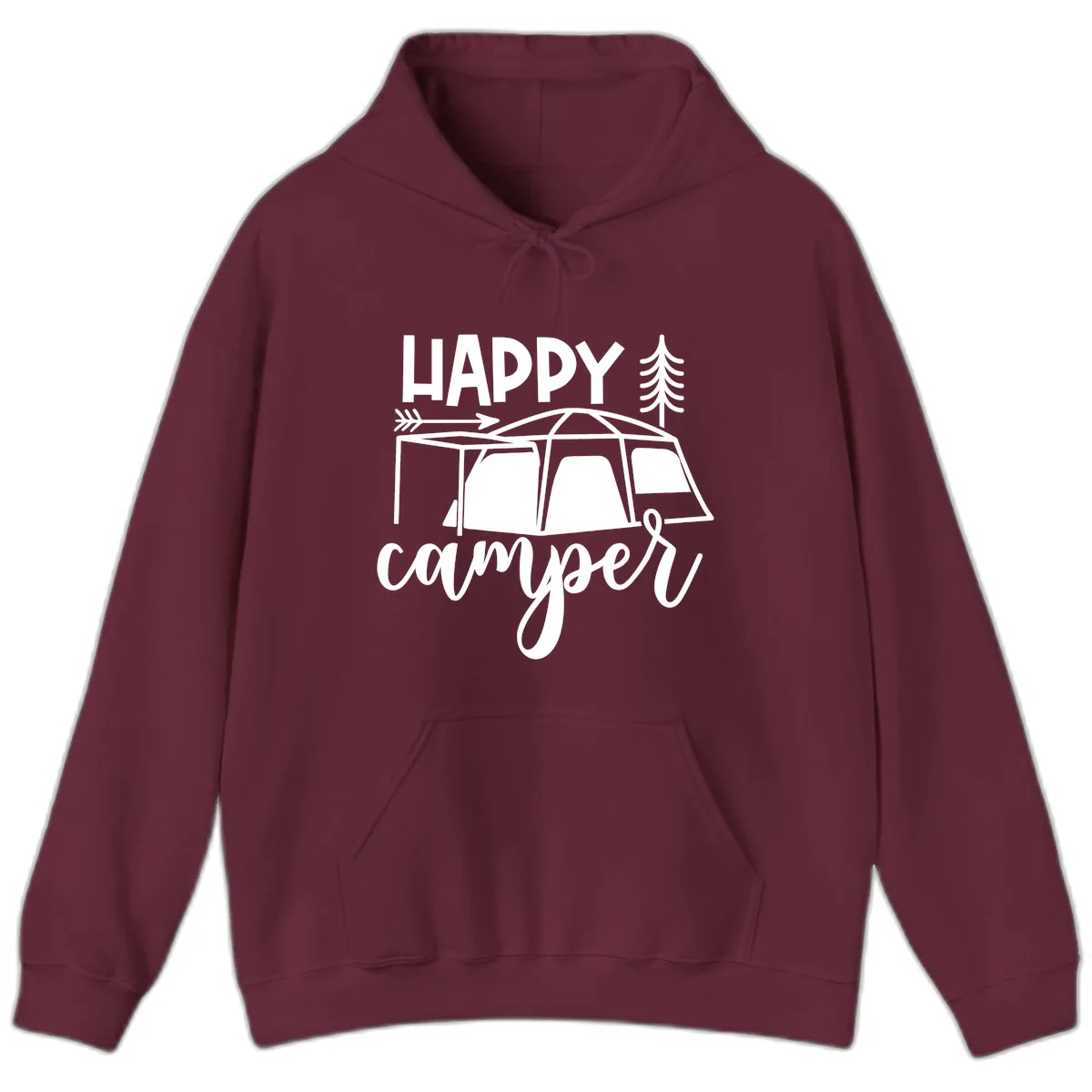 Happy Camper Hoodie in Maroon