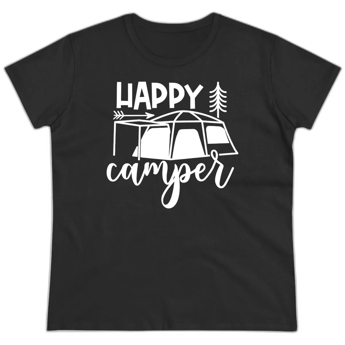 Happy Camper Ladies Tee in Black