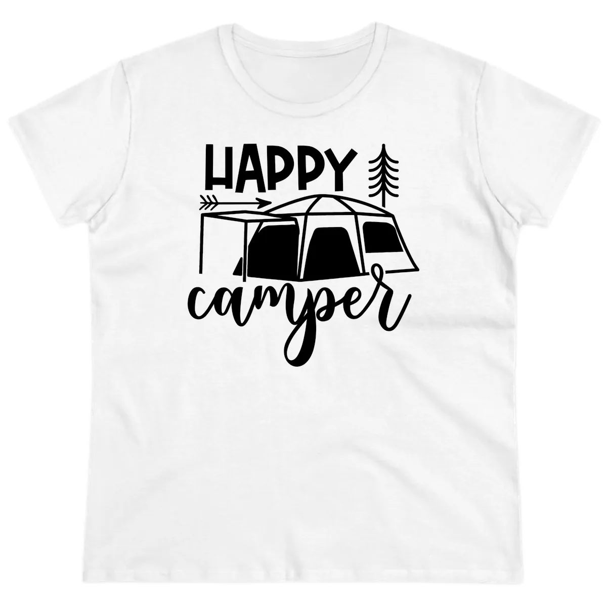 Happy Camper Ladies Tee in White