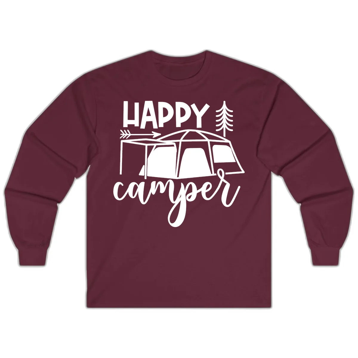 Happy Camper Long Sleeve in Maroon