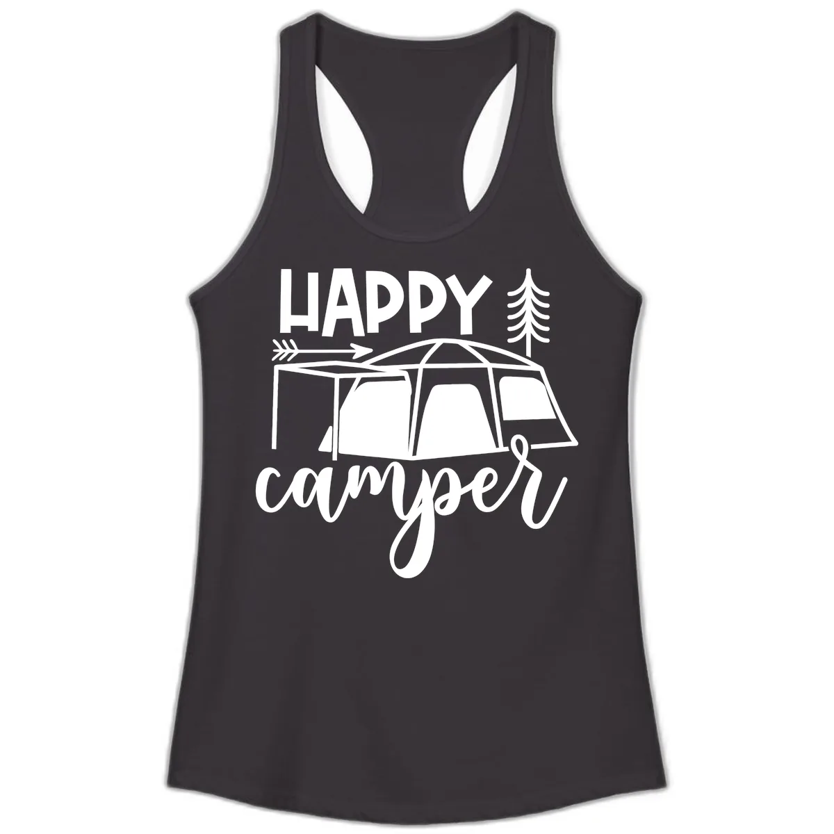 Happy Camper Ladies Tank in Black