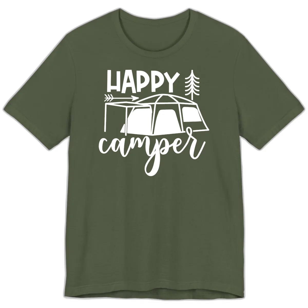 Happy Camper Premium T-Shirt in Military Green