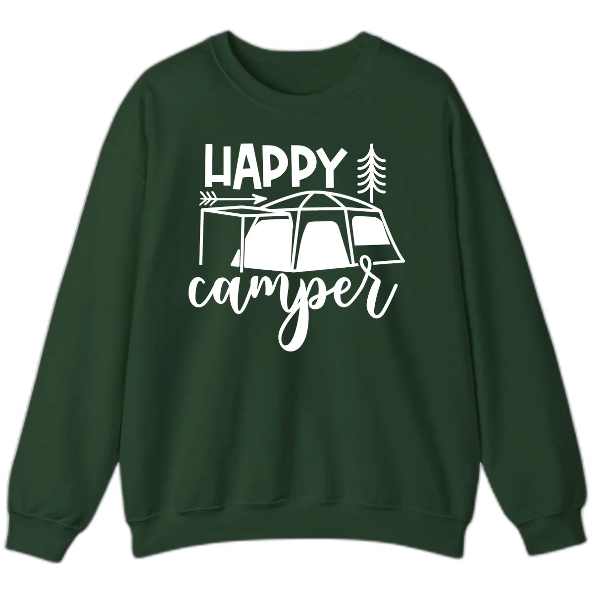 Happy Camper Sweatshirt in Forest Green