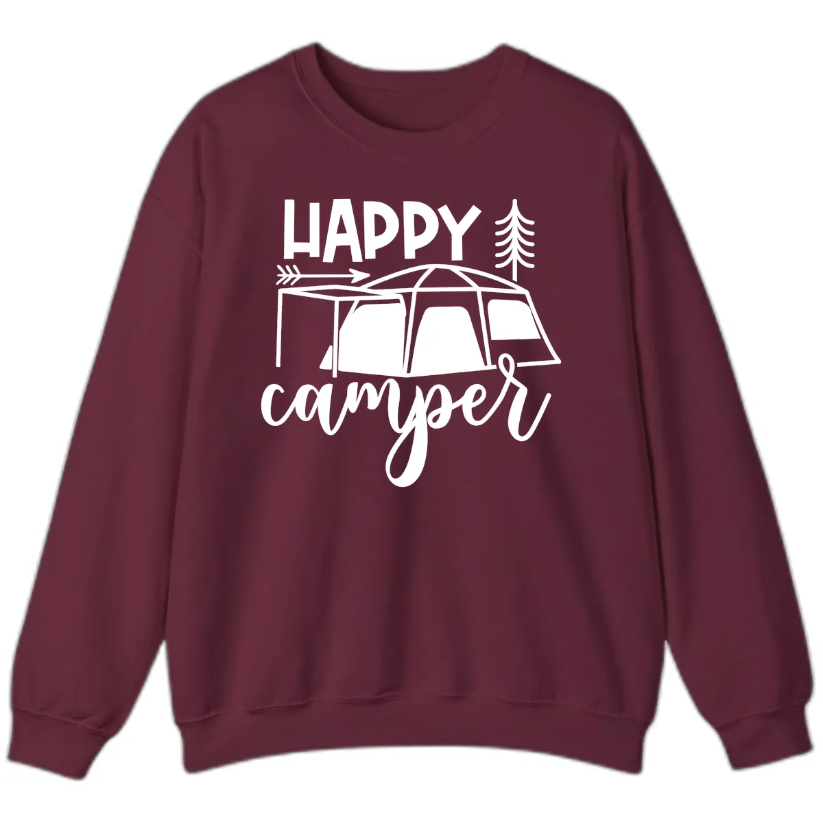 Happy Camper Sweatshirt in Maroon