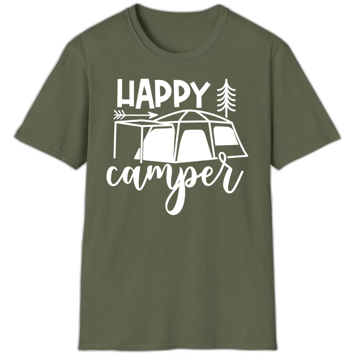 Happy Camper T-Shirt in Military Green