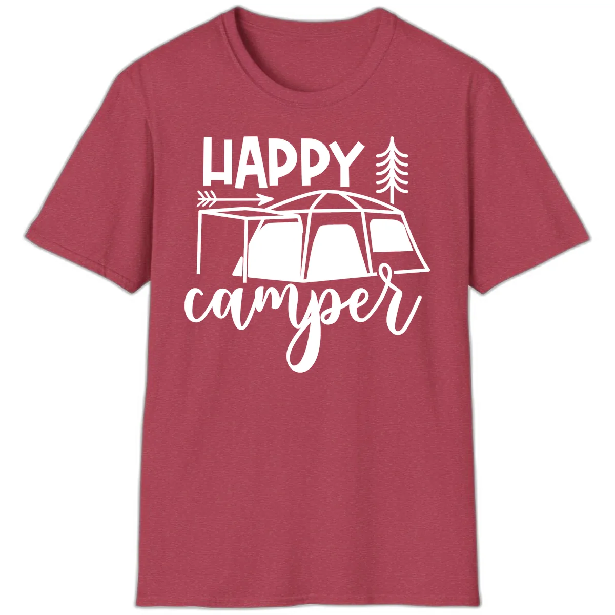 Happy Camper T-Shirt in Heather Cardinal