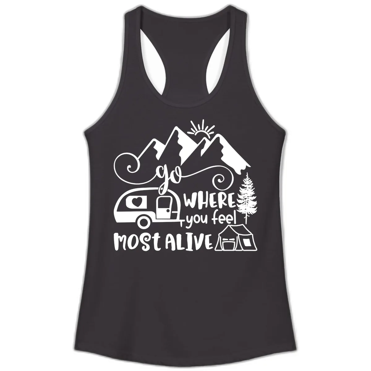 Go Where You Feel Most Alive Ladies Tank in Black