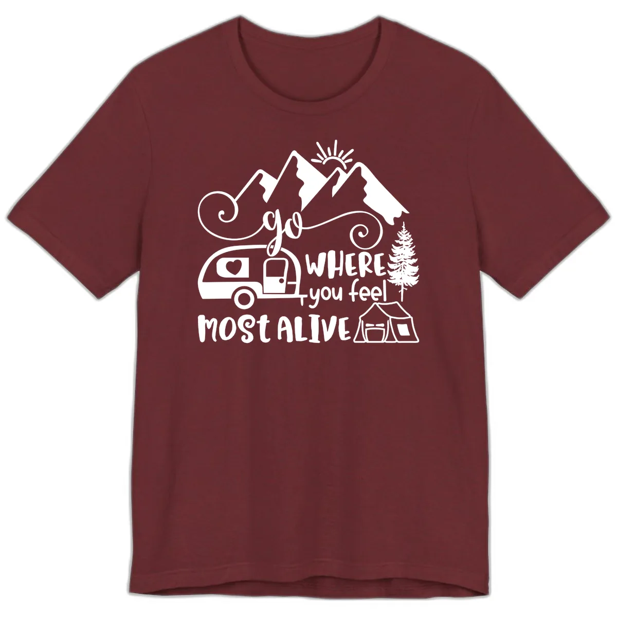 Go Where You Feel Most Alive Premium T-Shirt in Heather Cardinal