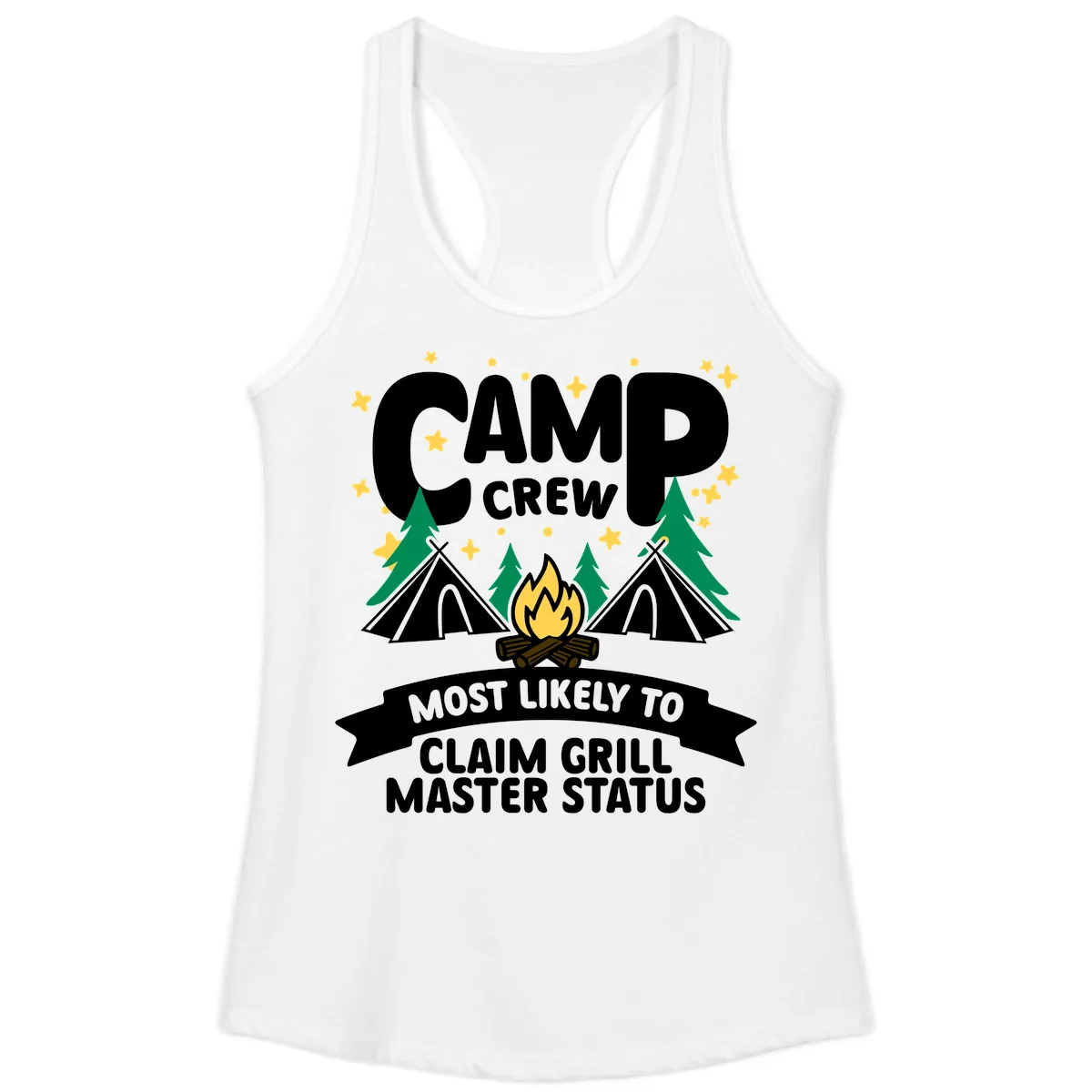 Camp Crew Grill Master Status Ladies Tank in White