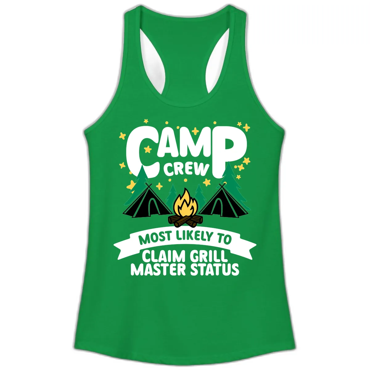 Camp Crew Grill Master Status Ladies Tank in Solid Kelly Green
