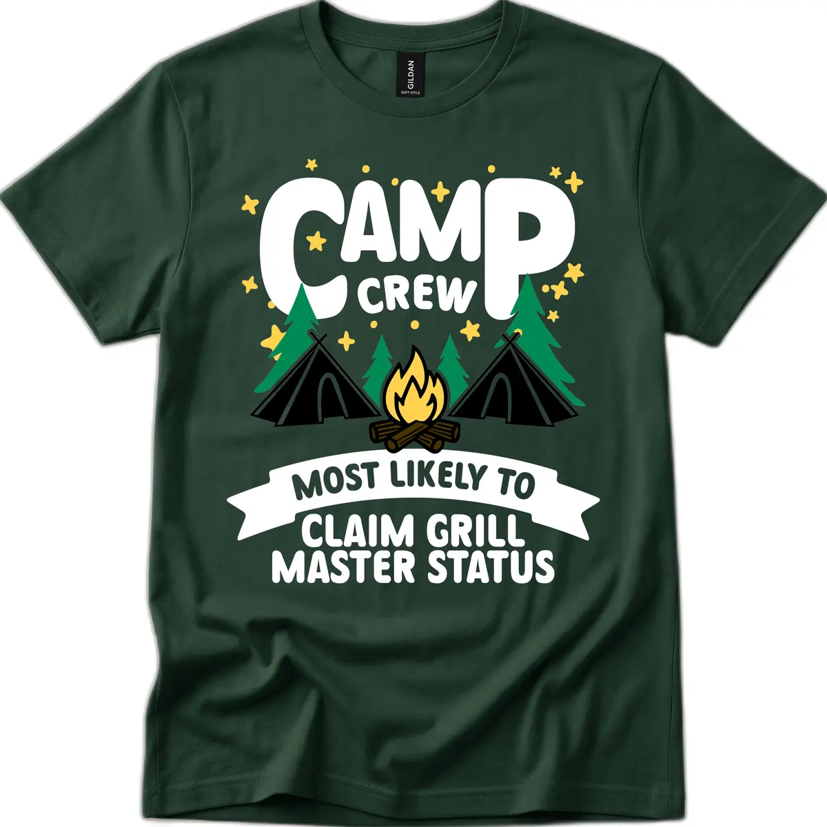 Camp Crew Grill Master Status T-Shirt in Forest Green