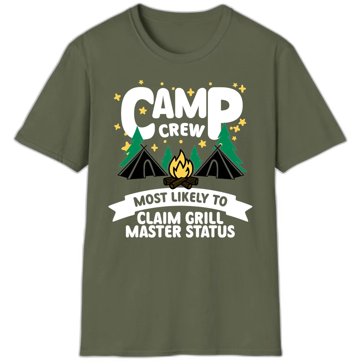 Camp Crew Grill Master Status T-Shirt in Military Green