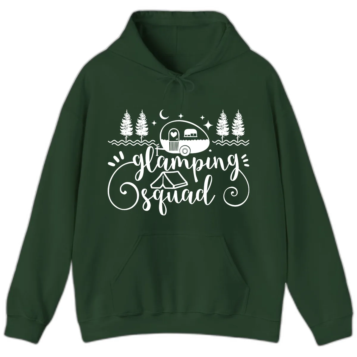 Glamping Squad Goals Hoodie in Forest Green