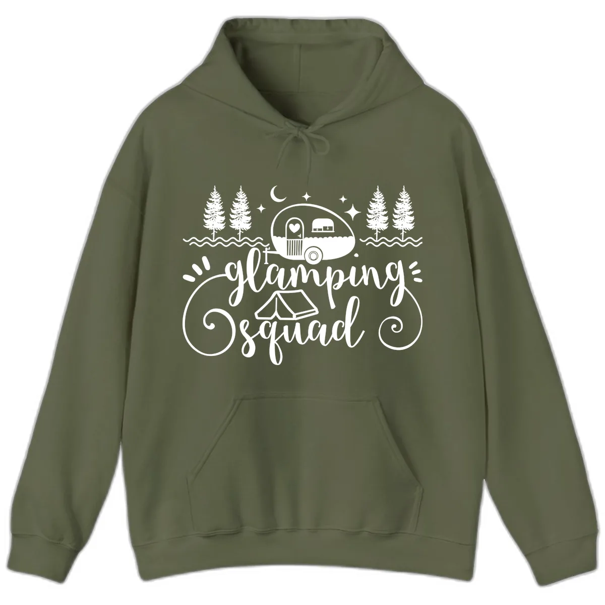 Glamping Squad Goals Hoodie in Military Green