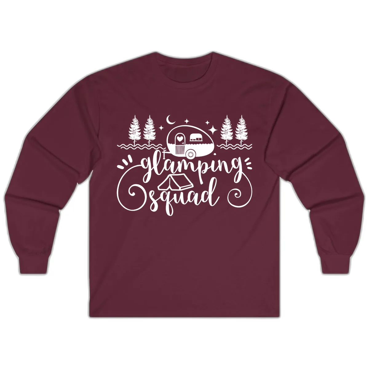 Glamping Squad Goals Long Sleeve in Maroon