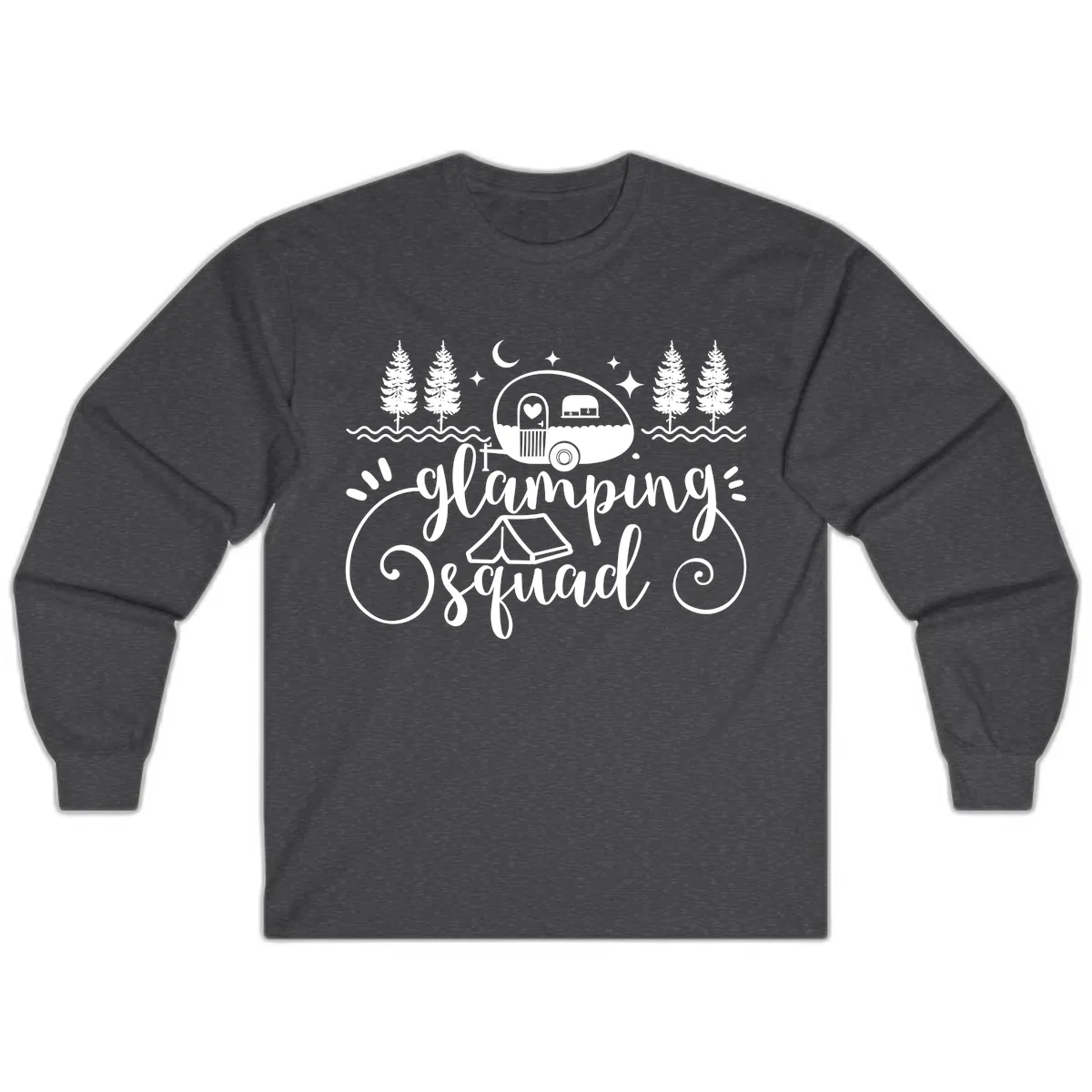 Glamping Squad Goals Long Sleeve in Dark Heather