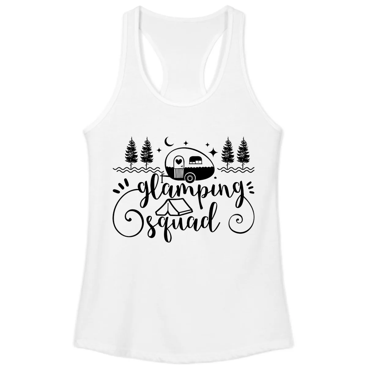 Glamping Squad Goals Ladies Tank in White