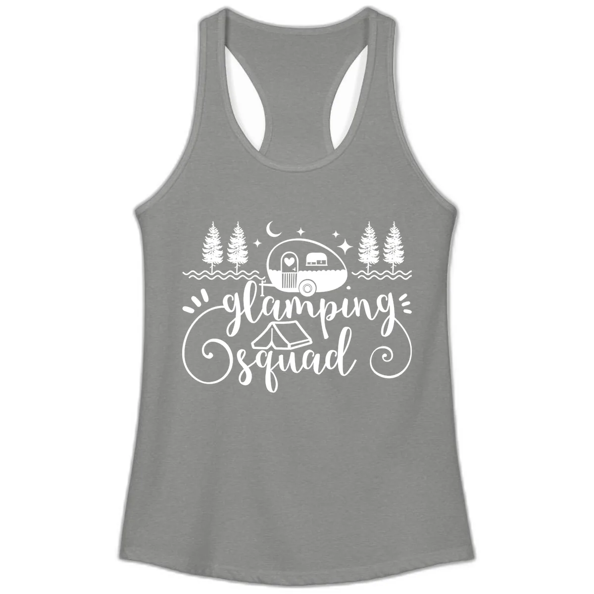 Glamping Squad Goals Ladies Tank in Heather Grey