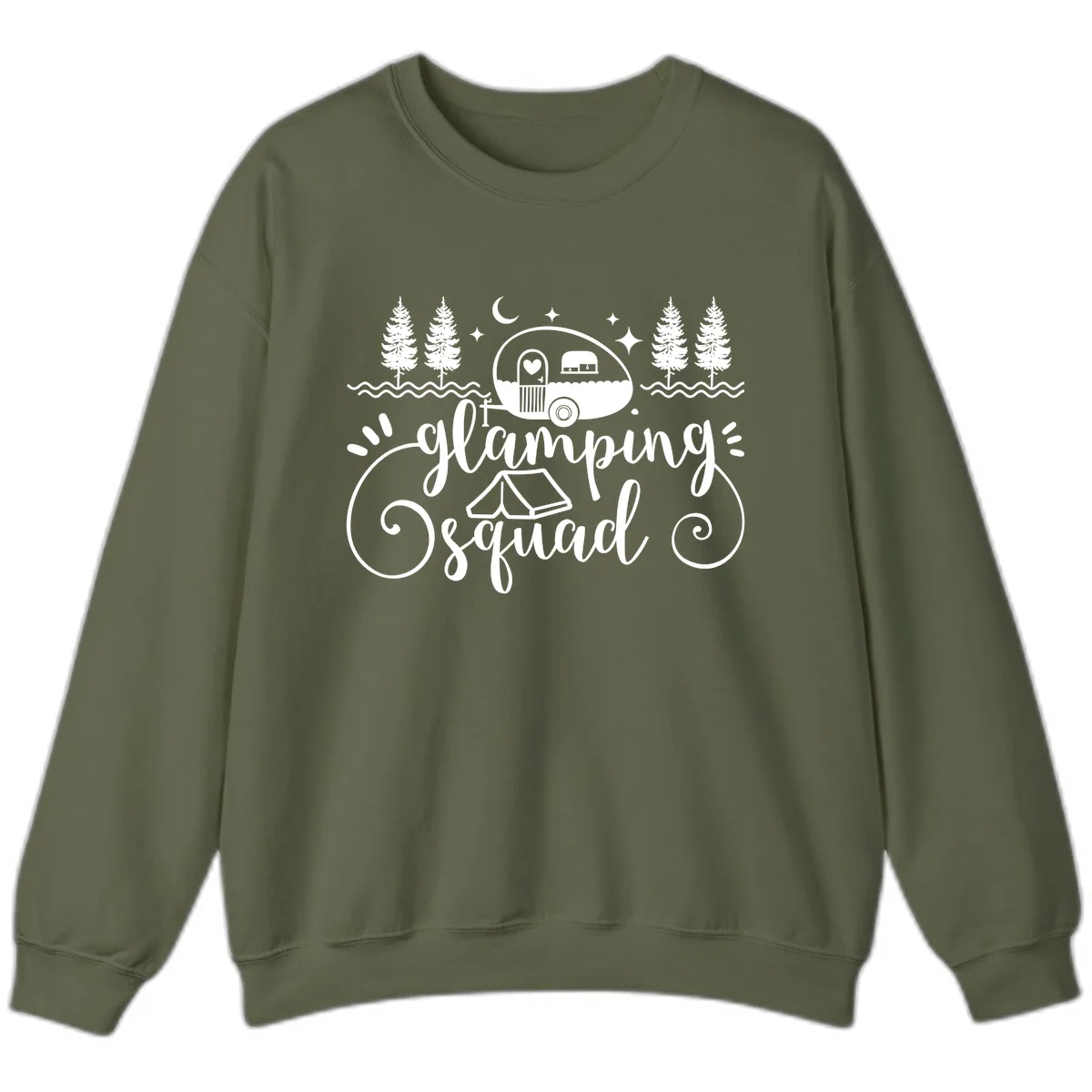 Glamping Squad Goals Sweatshirt in Military Green