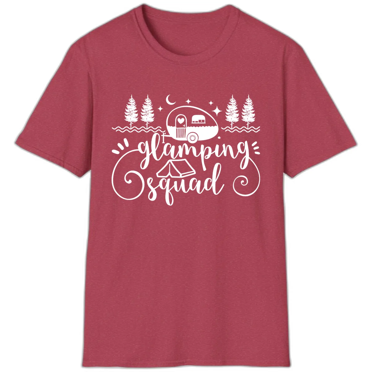 Glamping Squad Goals T-Shirt in Heather Cardinal