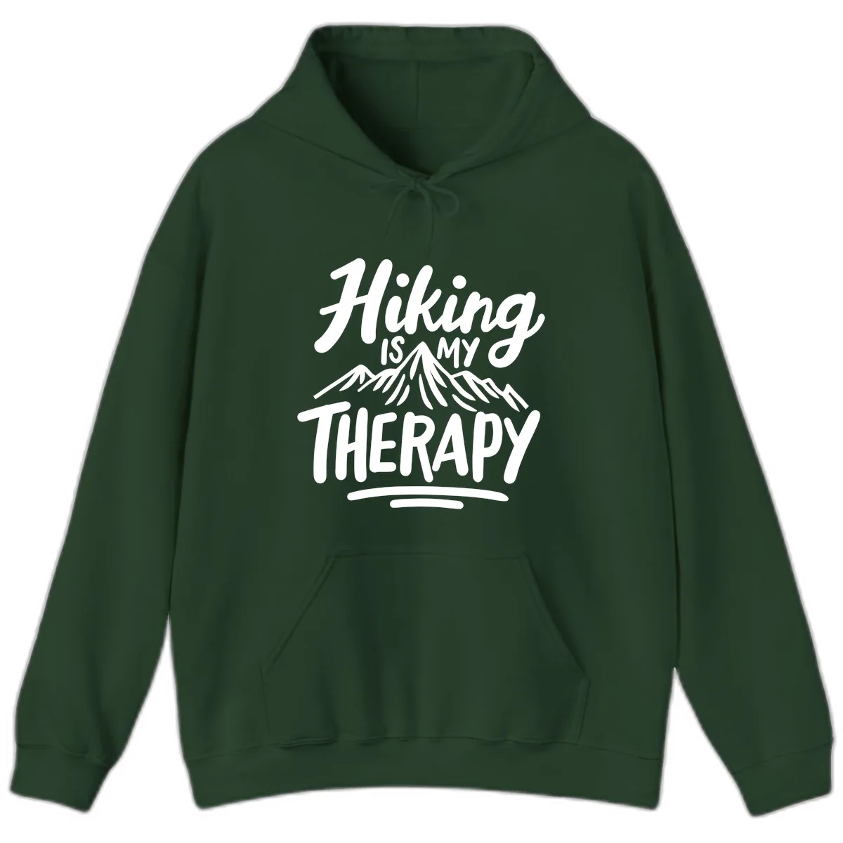 Hiking Is My Therapy Hoodie in Forest Green