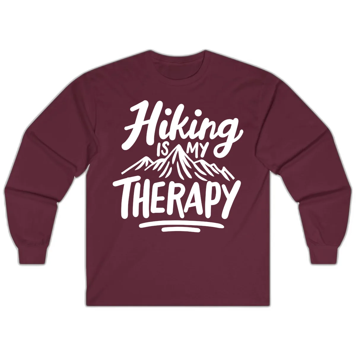 Hiking Is My Therapy Long Sleeve in Maroon