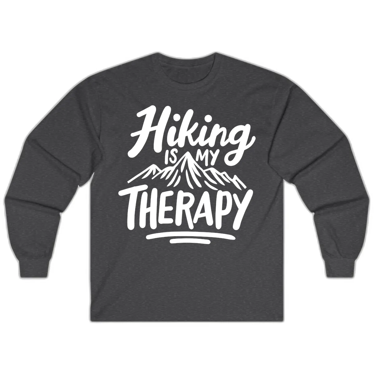 Hiking Is My Therapy Long Sleeve in Dark Heather
