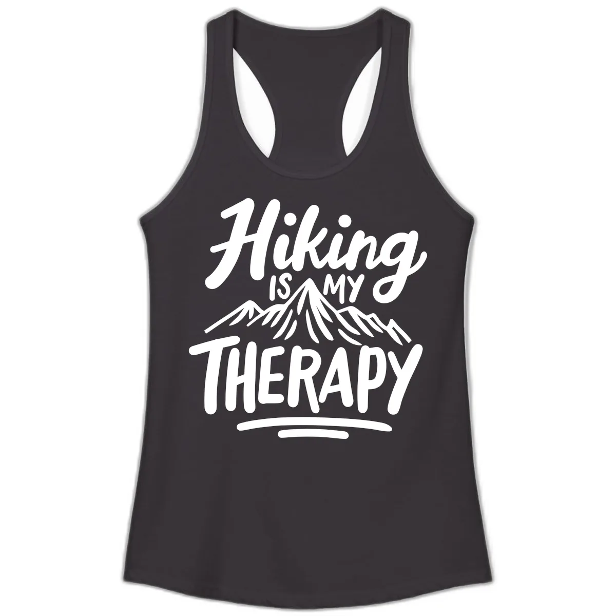 Hiking Is My Therapy Ladies Tank in Black