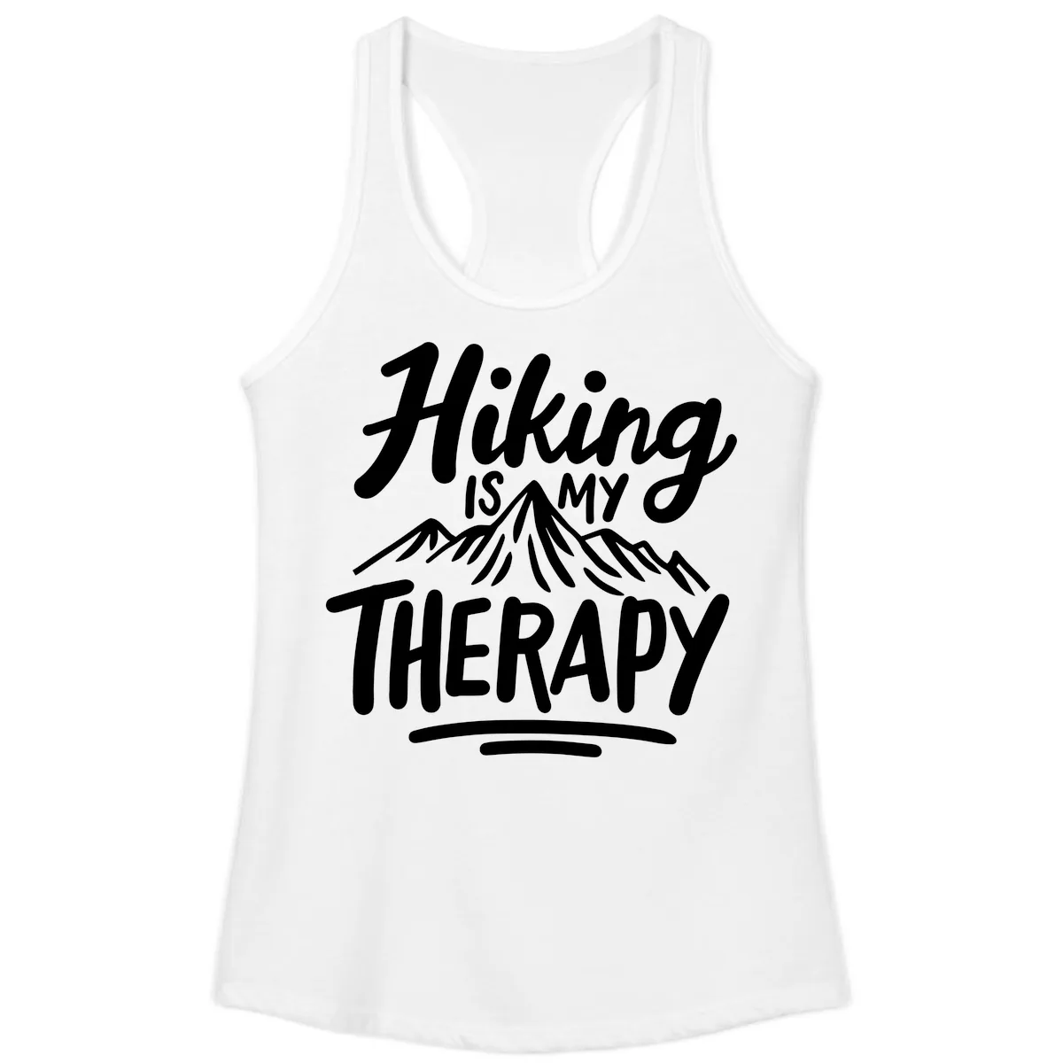 Hiking Is My Therapy Ladies Tank in White