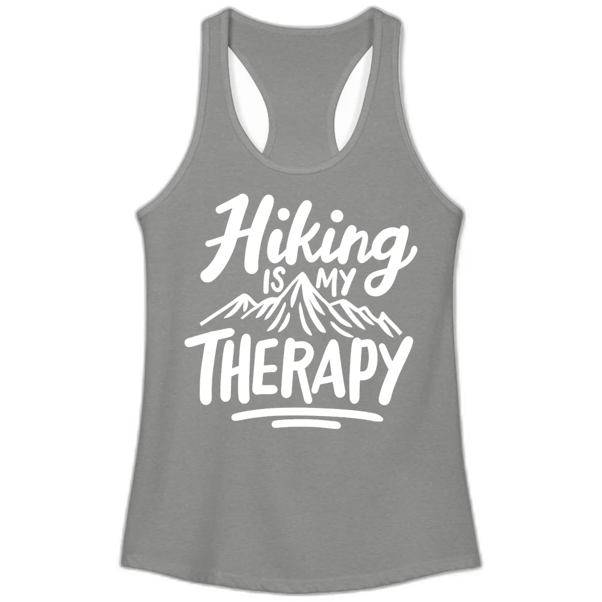Hiking Is My Therapy Ladies Tank in Heather Grey