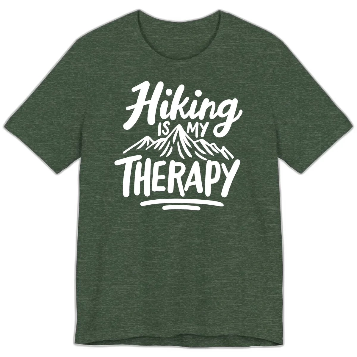 Hiking Is My Therapy Premium T-Shirt in Heather Forest