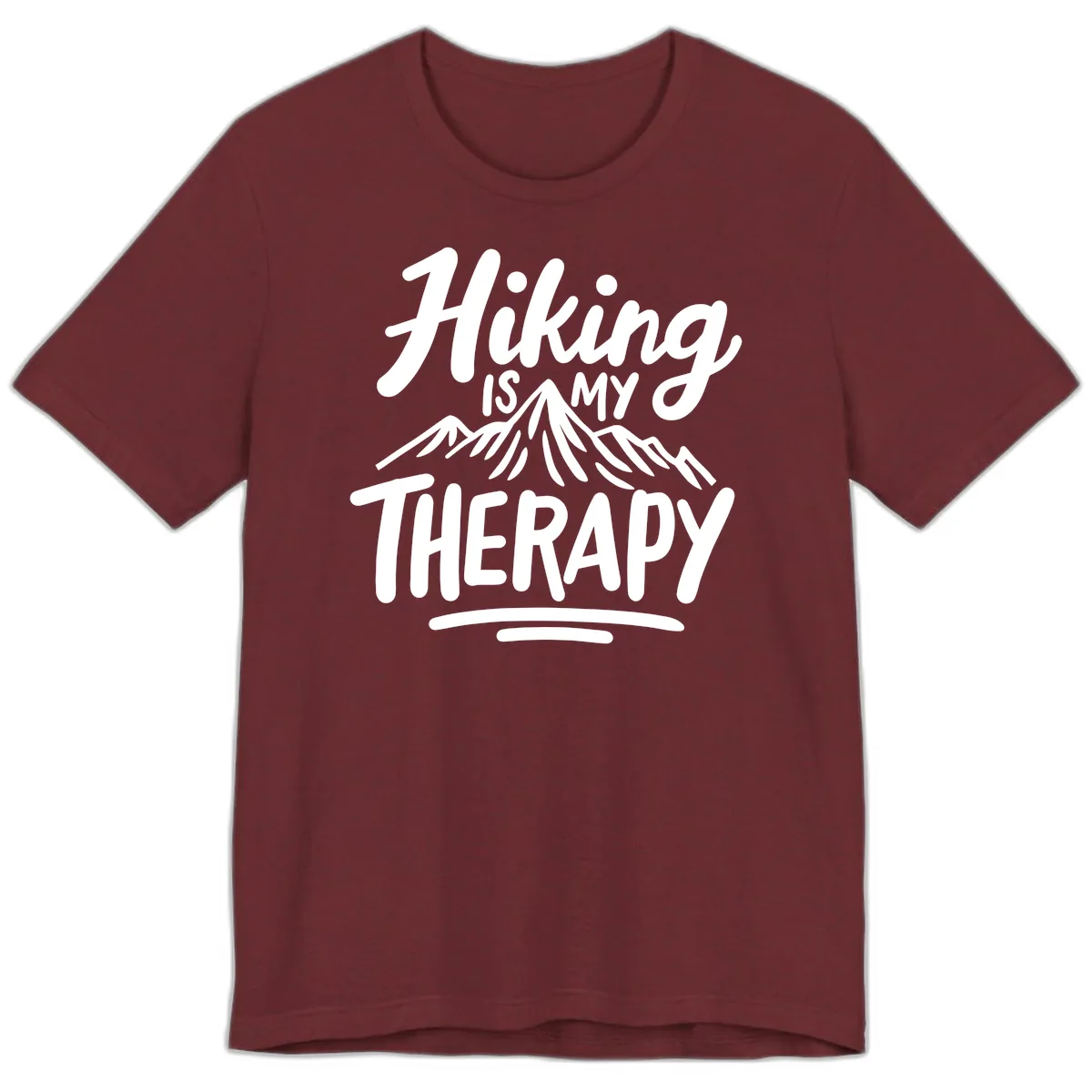 Hiking Is My Therapy Premium T-Shirt in Heather Cardinal