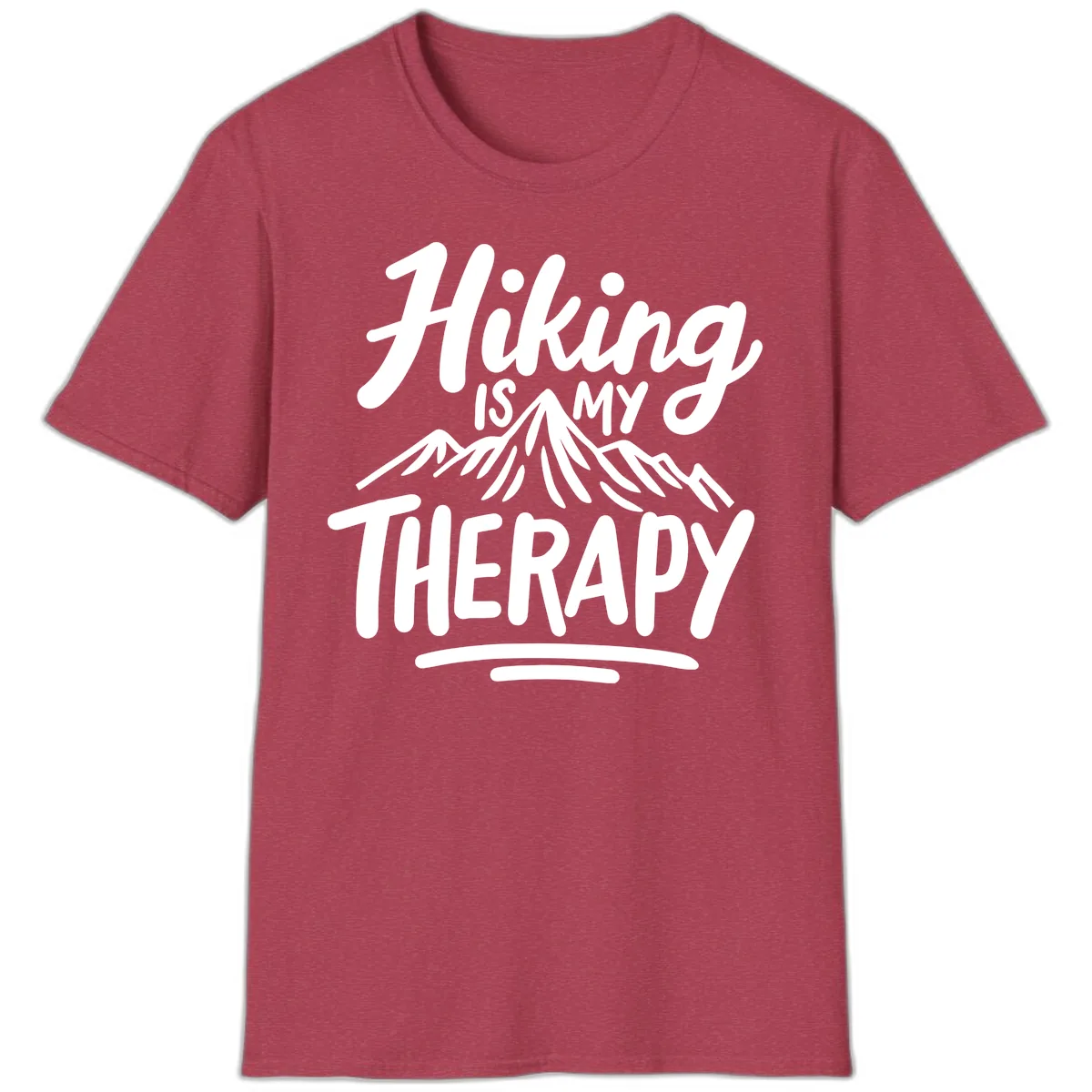 Hiking Is My Therapy T-Shirt in Heather Cardinal