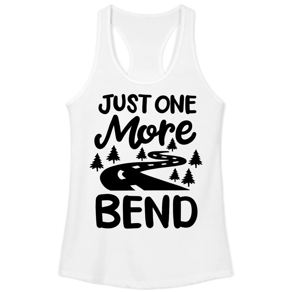 Just One More Bend Ladies Tank in White