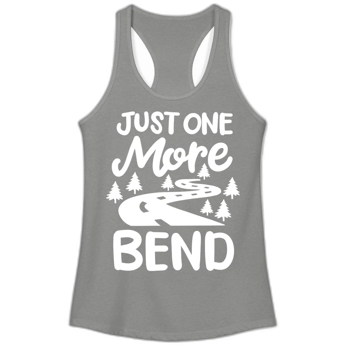 Just One More Bend Ladies Tank in Heather Grey