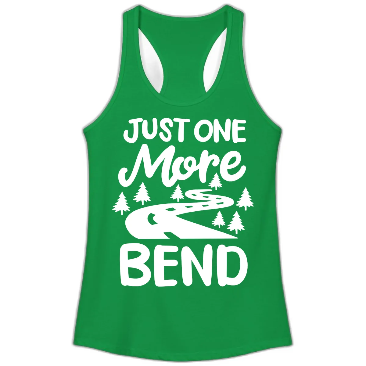 Just One More Bend Ladies Tank in Solid Kelly Green