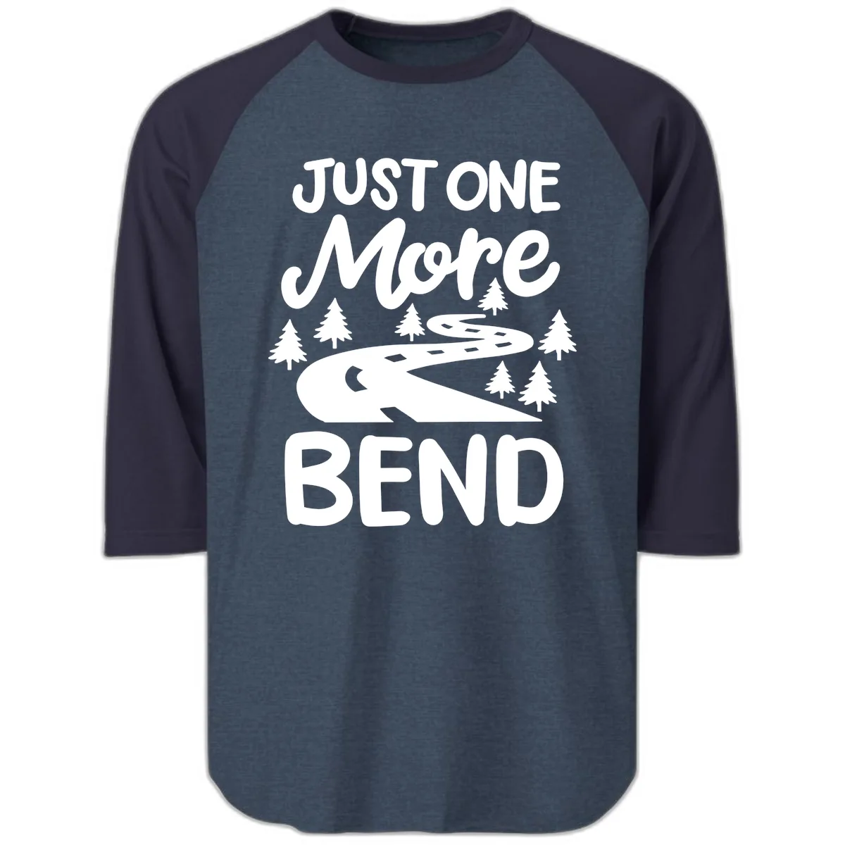 Just One More Bend Raglan 3/4 in Heather Denim Navy