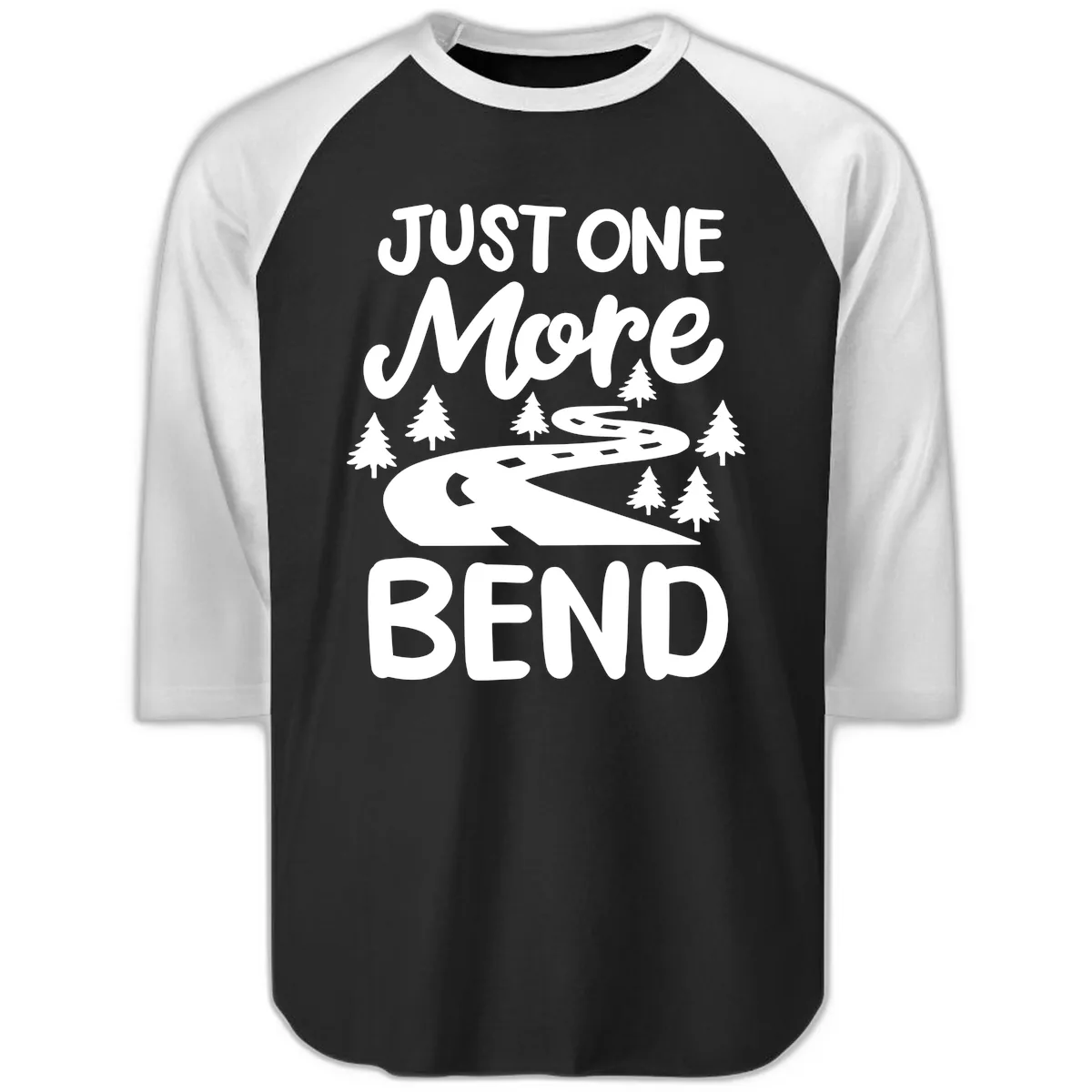 Just One More Bend Raglan 3/4 in Black White